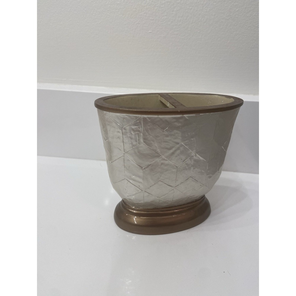 Nicole Miller Mother Of Pearl Gold ToothBrush Or Makeup Brush Holder For Counter